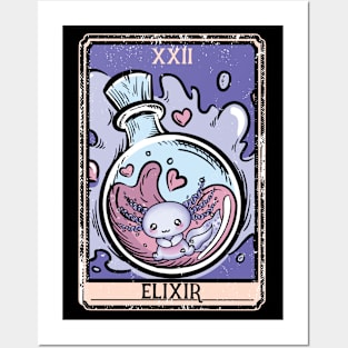 Kawaii Axolotl Tarot Card Elixir Gift Posters and Art